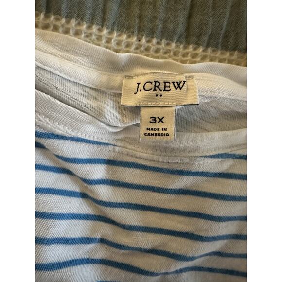 J. Crew Women's Plus Raglan Girlfriend Crewneck Long-Sleeve Blue White 3XL - Picture 5 of 6